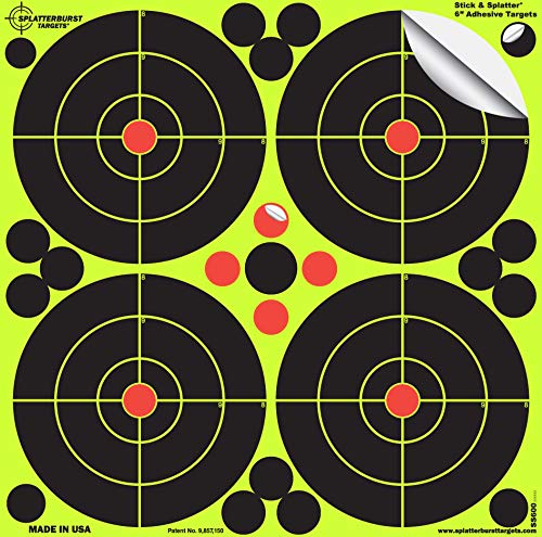 Splatterburst Targets - 6 inch Adhesive Stick & Splatter Reactive Shooting Targets - Gun - Rifle - Pistol - Airsoft - BB Gun - Pellet Gun - Air Rifle (25 Pack)