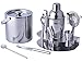 GSCW Bar Set with Ice Bucket - 10 Piece Stainless Steel Bartender Mixology Kit with Cocktail Shaker, Jigger, Strainer, Corkscrew, Bottle Opener, Tongs, Stirrer, Cheese Knife and Stand