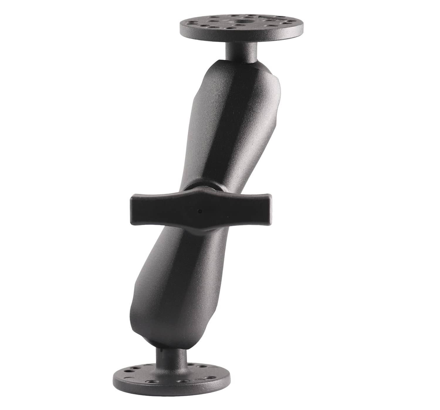 AGEofDMS 1.5 inch AMPS Mount, Double Ball Mount with Two Round Plates, Cast Full Aluminium, Double Base Arm with 38 mm/1.5 inch/C Size Ball Adapter (38 mm/1.5 inches)