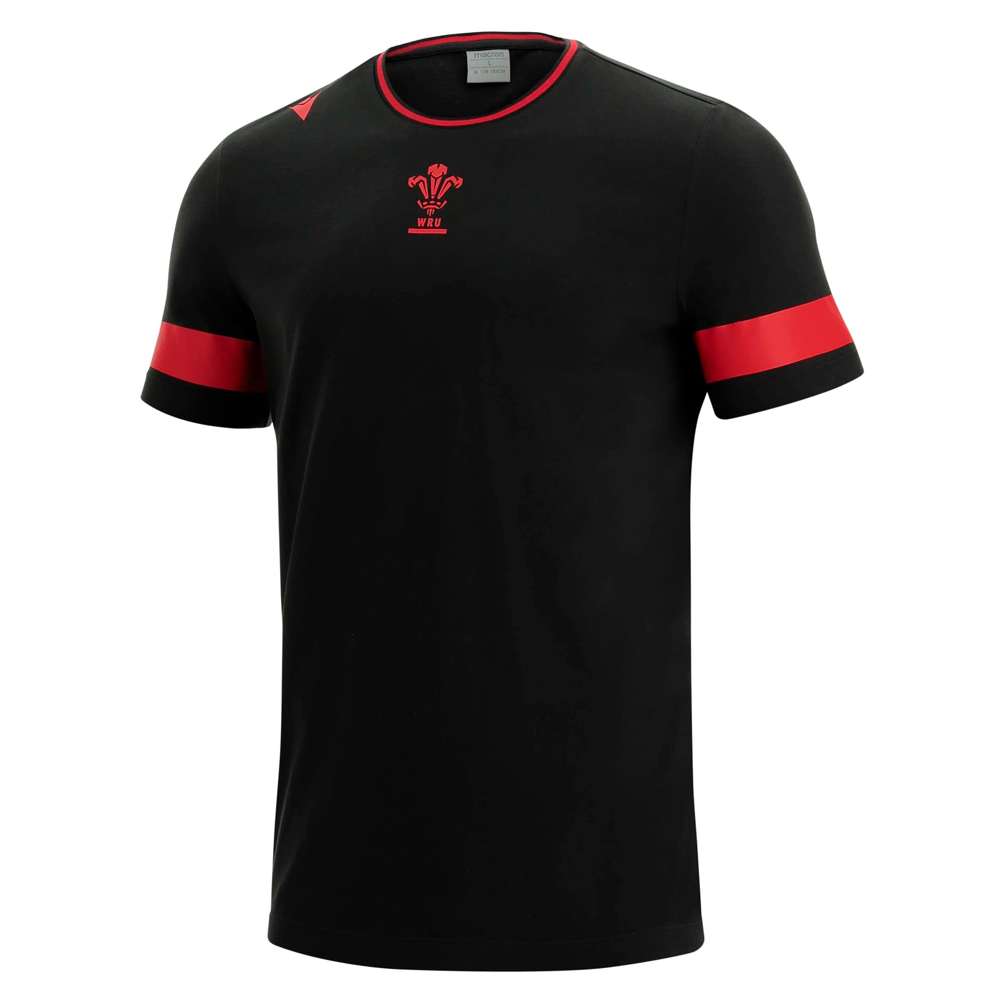 Macron welsh rugby 2021/22 black leisure t-shirt