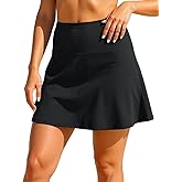 Hilor Women's High Waisted Swim Skirt Tummy Control Swimsuit Bathing Suit Bottoms Slimming Tankini Skirt with Panty