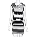 GBSELL Womens Girls Casual Sleeveless Hoody Mini Dress (S, Black Stripe)
