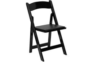 Flash Furniture 4 Pack HERCULES Series Black Wood Folding Chair with Vinyl Padded Seat