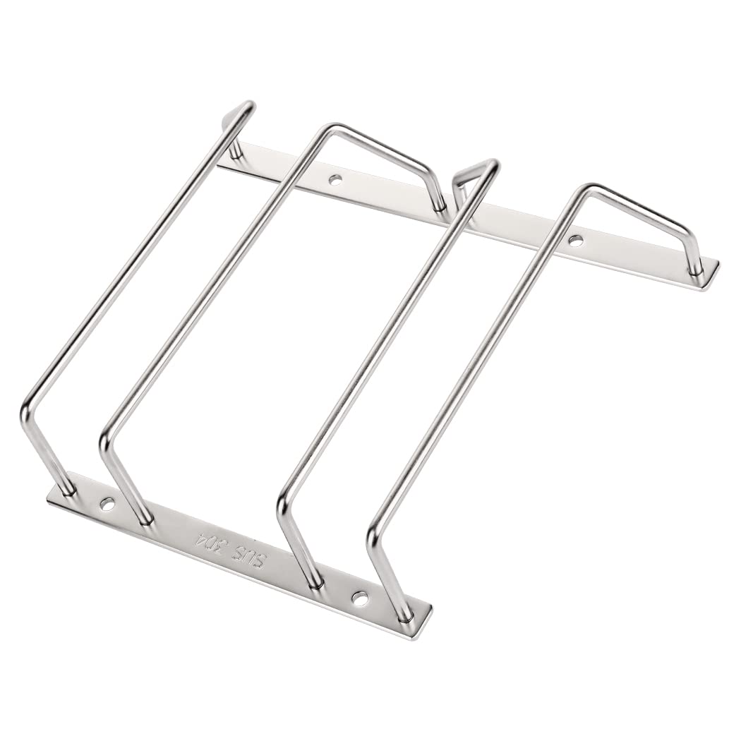 zoohot 7-Inch Gold Wine Glass Rack, Under Cabinet Wine Glass Holder Stainless Steel Stemware Rack - Hanging Stemware Holder for Cabinet Kitchen Bar (2 Rows, 1 Pack)