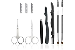 VLIKE 7 in 1 Eyebrow Grooming Kit for Women Eyebrow Scissors Eyebrow Brush Set Brow Brushes Scissors Tweezers Replaceable Eyebrow Razor