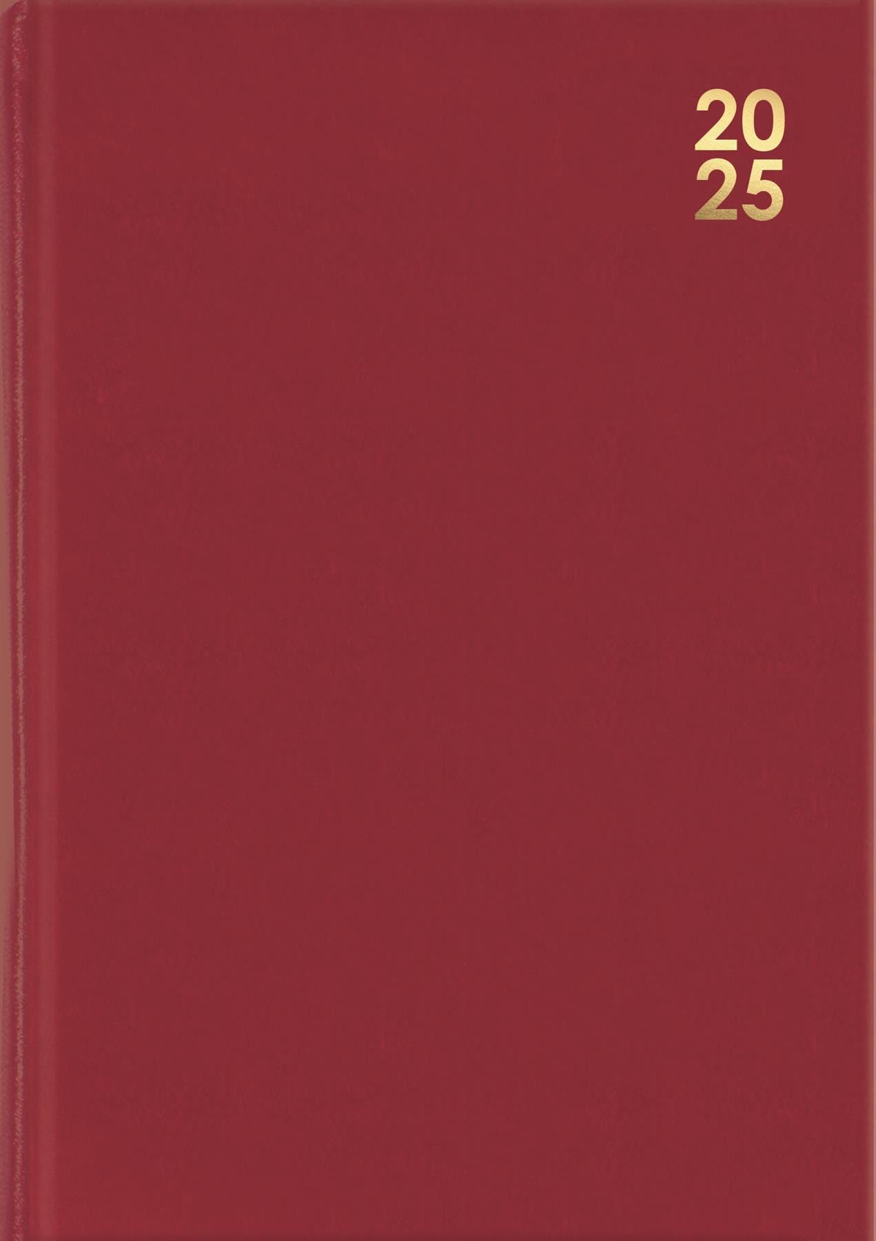 2025 Red A4 Hardcover Diary Week Day Per Page Desk Home Office Planner Organiser