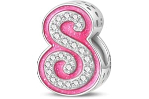 LIGHTDOG 925 Sterling Silver Letter Charms Fits Pandora Bracelets Alphabet AZ Bead Charm for Bracelets Necklace with 5A Cubic Zirconia for Women Birthday Ceremony DIY Jewelry Gift