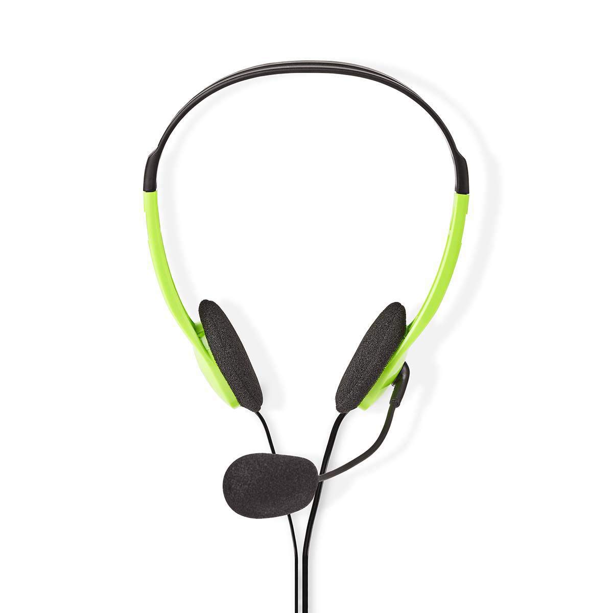 Nedis PC Headset, Stereo Sound with Fold-Away Microphone, Adjustable Headband Fits Every Head, Soft Comfortable Ear Cushions, 2x 3.5mm Jack, 2.00m Cable - Green