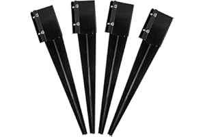 Kdgarden Fence Post Anchor Metal Ground Spike Heavy Duty Black Coated Powder Fence Stakes Post Support Base for 4"x4" Mailbox or Fence Post, 24"x4"x4" Outer Dia (3.5"x3.5" Inner Dia), Pack of 4