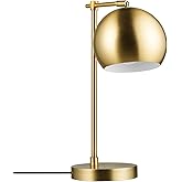 Globe Electric 18" Desk Lamp, Matte Brass Finish, Pivoting Shade, in-Line Rocker Switch, 10W LED Bulb Included, Vintage Glam 