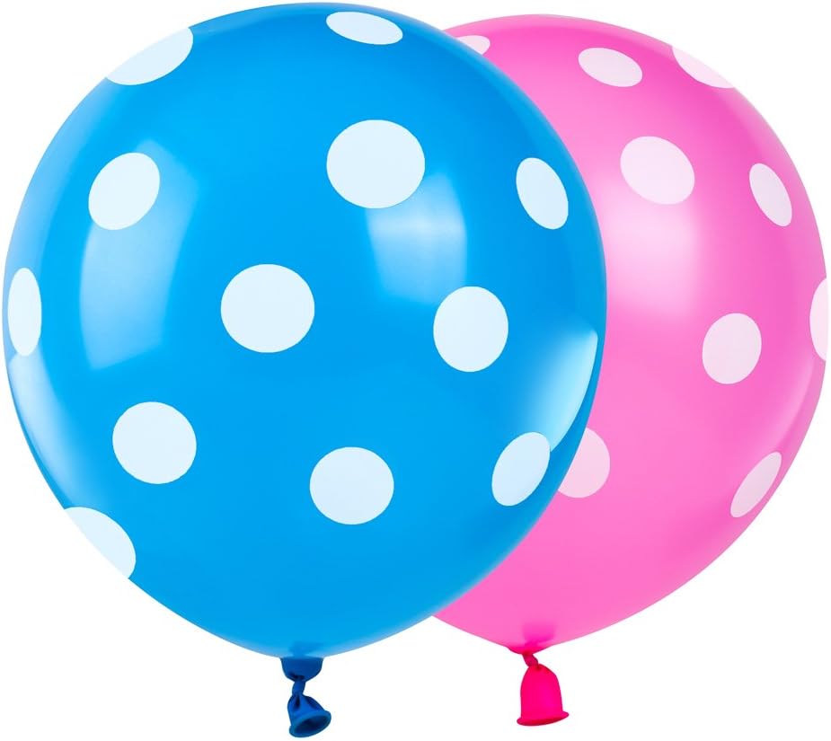 IGROWS Baby Shower Gender Reveal Party Balloons - Pink and Blue Polka Dots - 12" 100 Pcs
