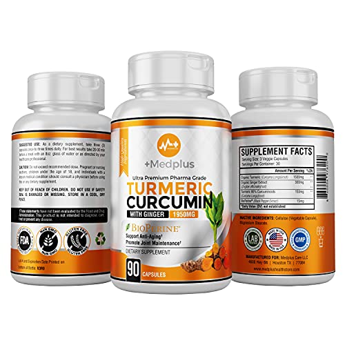 Turmeric Curcumin 1950mg with Ginger & Black Pepper Supplement 95