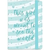beinkmake Light Blue Passport Holder Ocean Waves Passport Cover Striped Heart Travel Wallet Passport Case with Credit Card Slots for Women Men Travelling Essentials for Flying