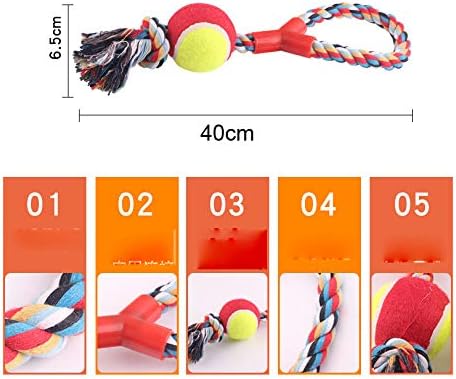 Dog Rope Toy Dog Chew Toy Ball Cotton Knot Rope Tug Rope Ball Strong Squeaky Dog Rubber Chew Toy Tire Durable Dog Molar Bite Toy For Puppy Aggressive Chewer Small Medium Dogs Teeth Cleaning Toys - Image 3