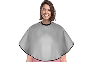 YELEGAI Short Barber Cape, Waterproof Nylon Salon Hair Cutting Cape, Makeup Artist Cape for Hair Dye, Comb-out, Styling, Shampoo