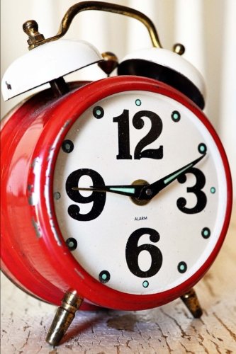 A Vintage Cherry Red  Alarm Clock Time Flies Journal: 150 Page Lined Notebook/Diary