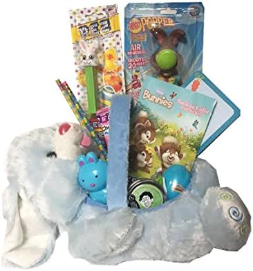 Plush Easter Bunny Gift Basket - Crazy Aaron's Easter Thinking Putty Easter Basket Stuffers & Easter Candy - Ideas for Boys Girls Kids Baby Toddler (Light Blue Plush Easter Bunny Basket)
