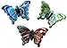Linpeng MP-16,17 2 Piece Murano Glass Butterfly Lampwork/Millefiori Chunky Pendant, Blue Green