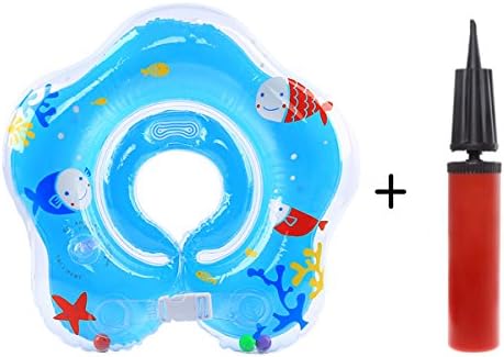Pampel Swimming Rings Double-decked Safety Floating PVC Inflatable Pool Float with Handle (Blue)