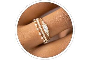 Otxas Dainty Gold Rings for Womem 14k Gold Plated Stackable Ring for Women Size 6-11 Cubic Zirconia Gold Rings Set Wedding Rings
