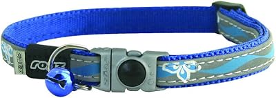 Rogz Kruuse Night Cat Floral Collar Blue Safeloc Break Away