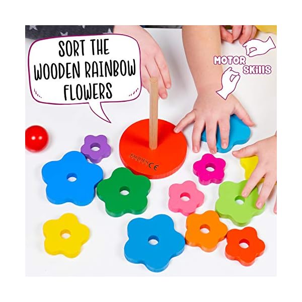 Jaques-of-London-Wooden-Toys-Shape-Sorter-Premium-Wooden-Rainbow-Baby-Toys-for-1-2-3-year-olds-Educational-Montessori-Toys-for-boys-and-girls-Since-1975 Jaques of London Rainbow Stacking Rings | Baby Stacking Rings | Wooden Toys for 1 2 3 Year Olds Boys and Girls…