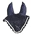 Intrepid International All Crochet Fly Veil with Ears, Navy/Silver, Horse Size