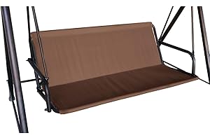J&C Patio Swing Seat Cover Replacement 600D Heavy Duty Swing Cushion Cover Outdoor Swing Seat Support Waterproof Fade Resistant for 3 Seater Durable Swing Covers for Frame (57x18x22inch)