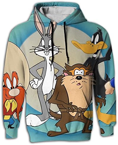 Hufiopc Bugs Bunny Mens 3d Printed Drawstring Pockets Pullover Hoodie Hooded Sweatshirt