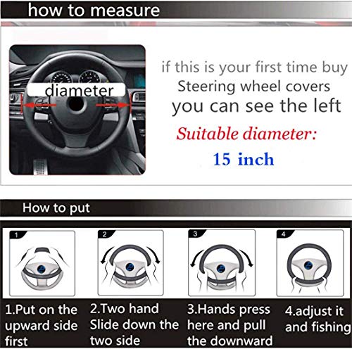Cxtiy Universal Fluffy Steering Wheel Cover Fashion Cute Cartoon Shape Winter Car Warm Covers for Women Girls (15 inch, Black)