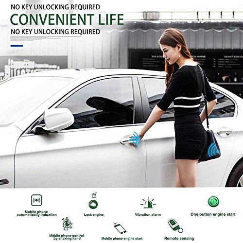 Remote Start for Car Universal Keyless Entry Car Alarm Systems 2-Way Smart Phone PKE Start Stop Central Locking with 2 Remote Controls