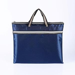 Oxford Document Bag Double Layer Zippered Laptop Handbag with Handles Dual Compartment for Business Office Meetings Travel