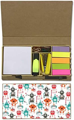 Nutcase Designer Stationary Kit Desk Customised Organizer Memo Notepad - Robots