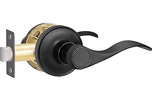 Supstron 1 Pack Passage Door Handle, Matte Black Reversible Door Lever Perfect for Interior Door and Closet, Traditional Wave Style Passage Door Lock