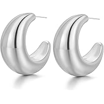 Amazon.com: Sora Tuki Silver Chunky Hoop Earring, 1.22inch