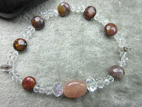 Genuine Peach Moonstone, Pietersite and Herkimer Diamond Quartz Healing Bracelet