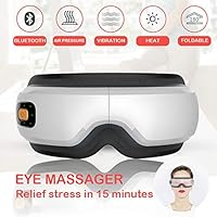 Eye Care Massager Accupoint Air Pressure, Bluetooth Music + Vibration + Heating Compress Therapy, USB Wireless Rechargeable Foldable Temple Massage for Darkcircle, Dry Eyes, Stress, Headaches Relief
