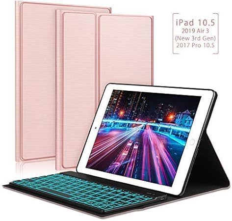Amazon Com Ipad Keyboard Case For New Ipad Air 2019 3rd Generation 10 5 Ipad Pro 10 5 7 Colors Backlit Detachable Keyboard Slim Leather Folio Smart Cover For Apple Ipad 10 5 Inch Rose Gold Computers