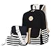 Bluboon Canvas Bookbags School Backpack Laptop Schoolbag for Teens Girls High School (Black 3 in 1)