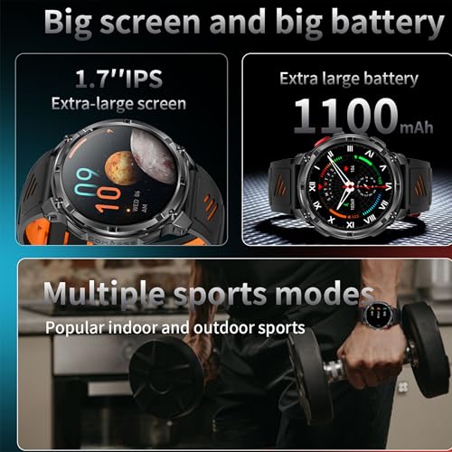 MYSHUN Reloj Inteligente Hombre con Llamadas, 1,7 Pulgada Smartwatc Hombre Deportivo con Podometro Pulsometro SpO2 Sueño Presion Arterial Actividad IP68 Reloj Digital para iOS Android (Plateado)