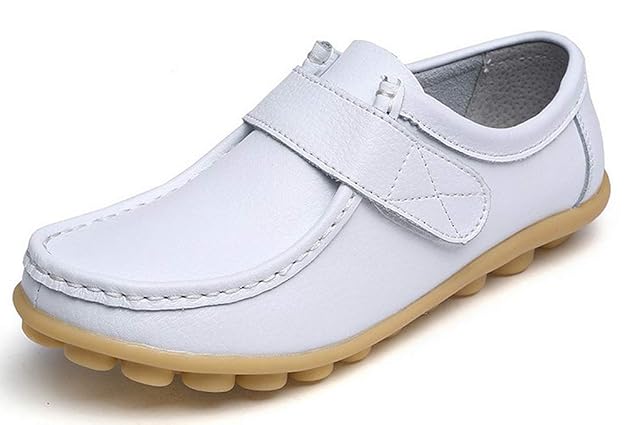 Yooeen Damen Mokassins Bootsschuhe Leder Arbeitsschuhe Freizeit Flache Loafers Halbschuhe Fahren Sandalen Klettverschluss Erb
