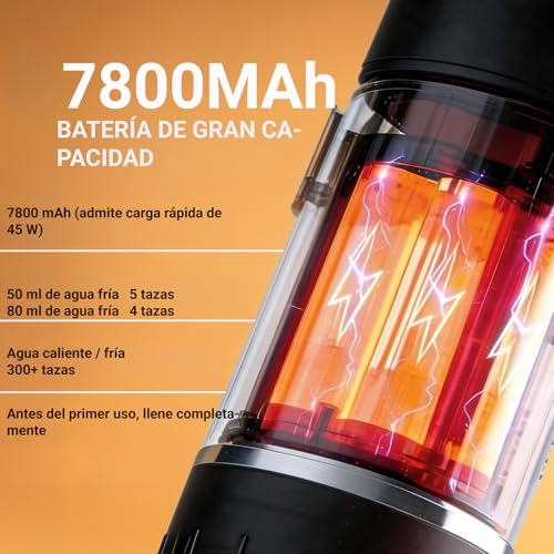 Cafetera Portátil 3 en 1, Presión para un Auténtico Espresso con Crema Espesa, Compatible con Cápsulas Nespresso y Café Molido, Autocalefactable para Viajes, Camping, Oficina y Hogar – Recarga USB-C