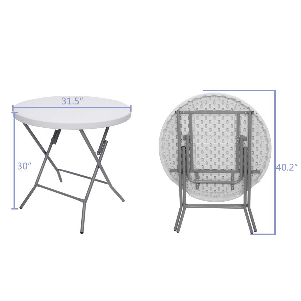 31” Round Folding Commercial Table, Portable Plastic Coffee Card Table
