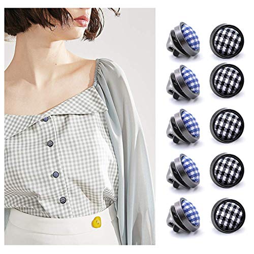 Joyci 10-Pack Vintage Brooch Shirt Suit Lapel Pin Vest Safety Pushpin Buckle Decorate Button Metal Tie Tacks Pin Back Clutch (British Plaid)