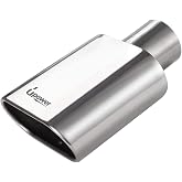 Upower Square Exhaust Tip 2.5" Inlet 3" x 5.5" Outlet 9" Long Chrome Stainless Steel Polished Diesel Pipe Weld-On