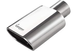 Upower Square Exhaust Tip 2.5" Inlet 3" x 5.5" Outlet 9" Long Chrome Stainless Steel Polished Diesel Pipe Weld-On