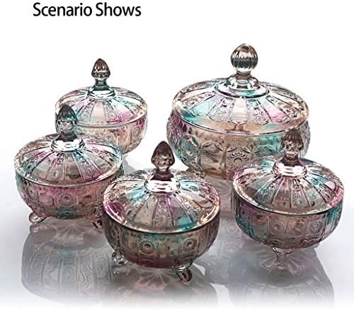 YCYG Creative glass fruit bowl candy jar European creative with lid compartment candy box smooth easy to clean texture hard (Color : STYLE-2)