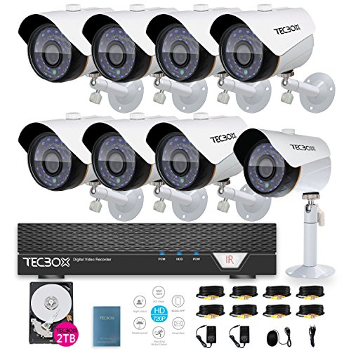 TECBOX-8-Channel-720P-AHD-Home-Security-Camera-System-DVR-Recorder-with-8-HD-13MP-Waterproof-Night-vision-IndoorOutdoor-CCTV-surveillance-Camera