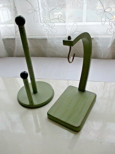 Paper Towel Holder, Banana Holder, Upcycled, Distressed, Sage Mint and Black, Kitchen Decor, Kitchen Countertops, Cleaning Tools, Fresh Fruit Holder, Kitchen Organization, Kitchen Storage