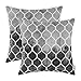 CaliTime Cushion Cover Pack of 2 Cosy Cushion Covers for Couch Bed Sofa Hand Painted Colourful Geometric Grid Chain Print 45 cm x 45 cm Main Grey Carbon